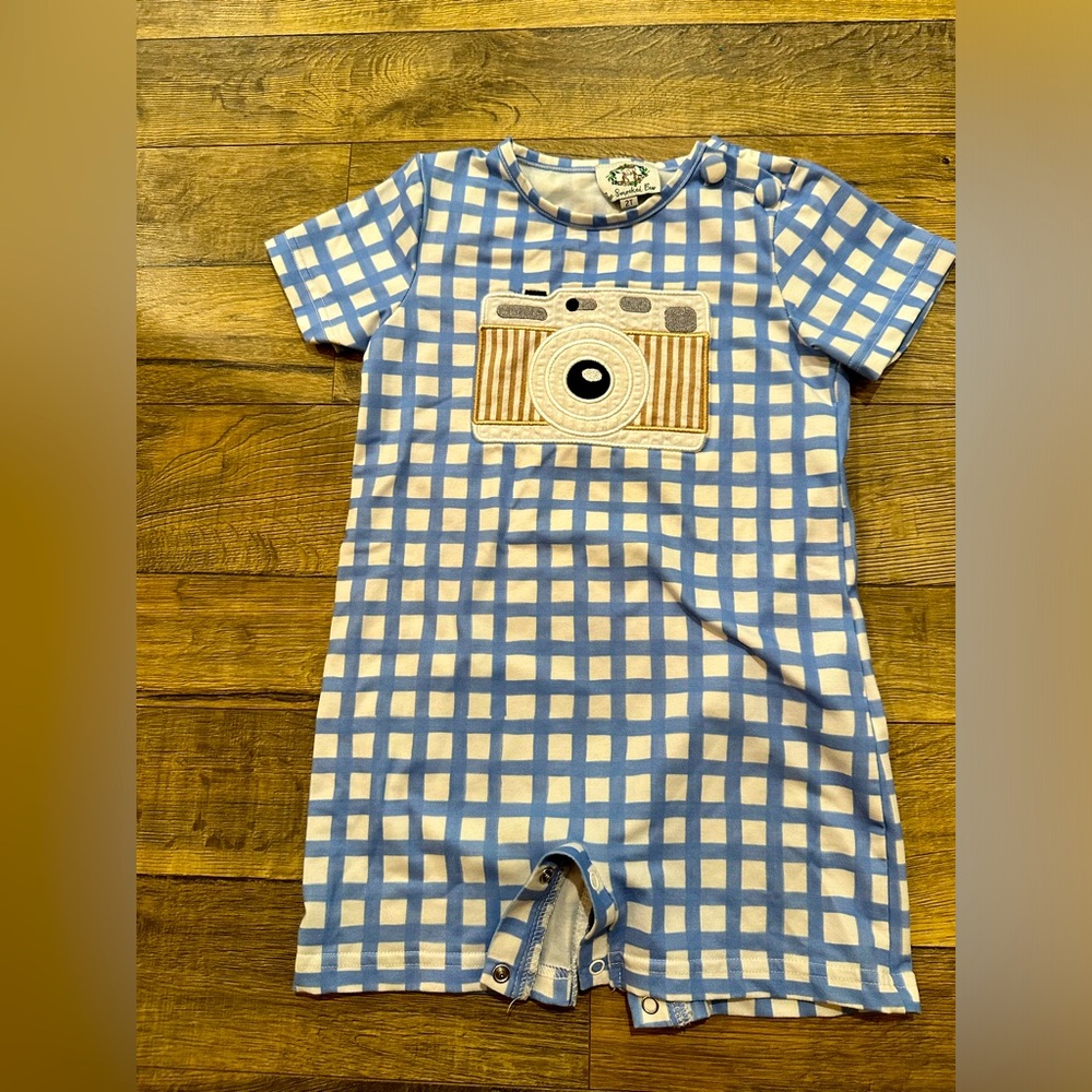 The Smocked Bear Camera Applique Romper
